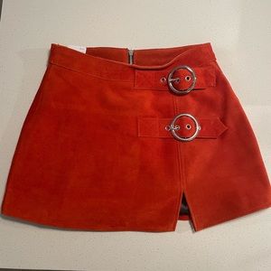 Free People Suede Leather Mini-Skirt, Size Small